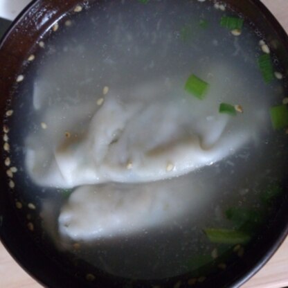 生姜入りで温まりました～(*^^*)水餃子入りのスープ、いいですね！ごちそうさまです☆